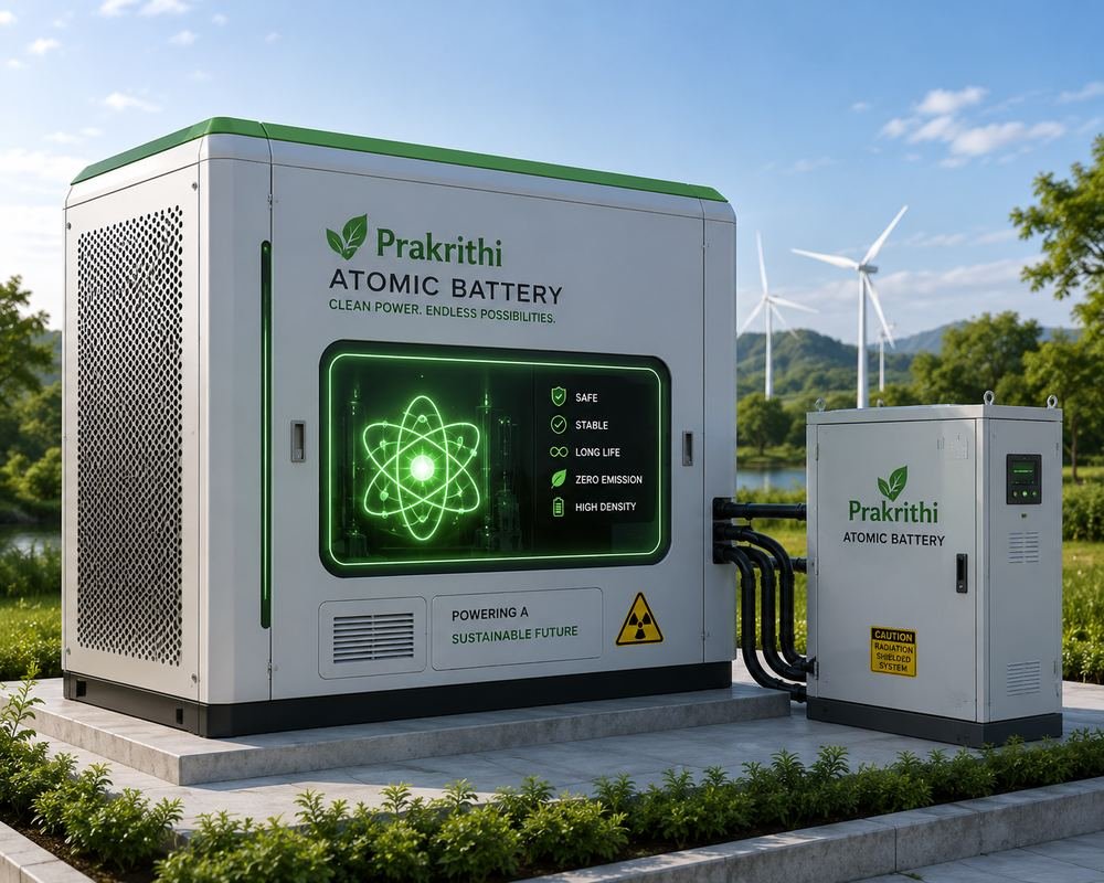 Prakrithi Atomic Battery with applications across micro drones, UAVs, autonomous vehicles and space vehicles
