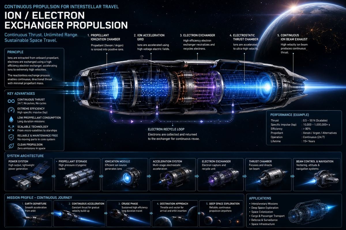Ion electron exchange propulsion system for interstellar travel